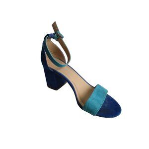 *CL by Laundry Teal Royal Blue Block Heel Pumps Open Toe - Size 6.5M